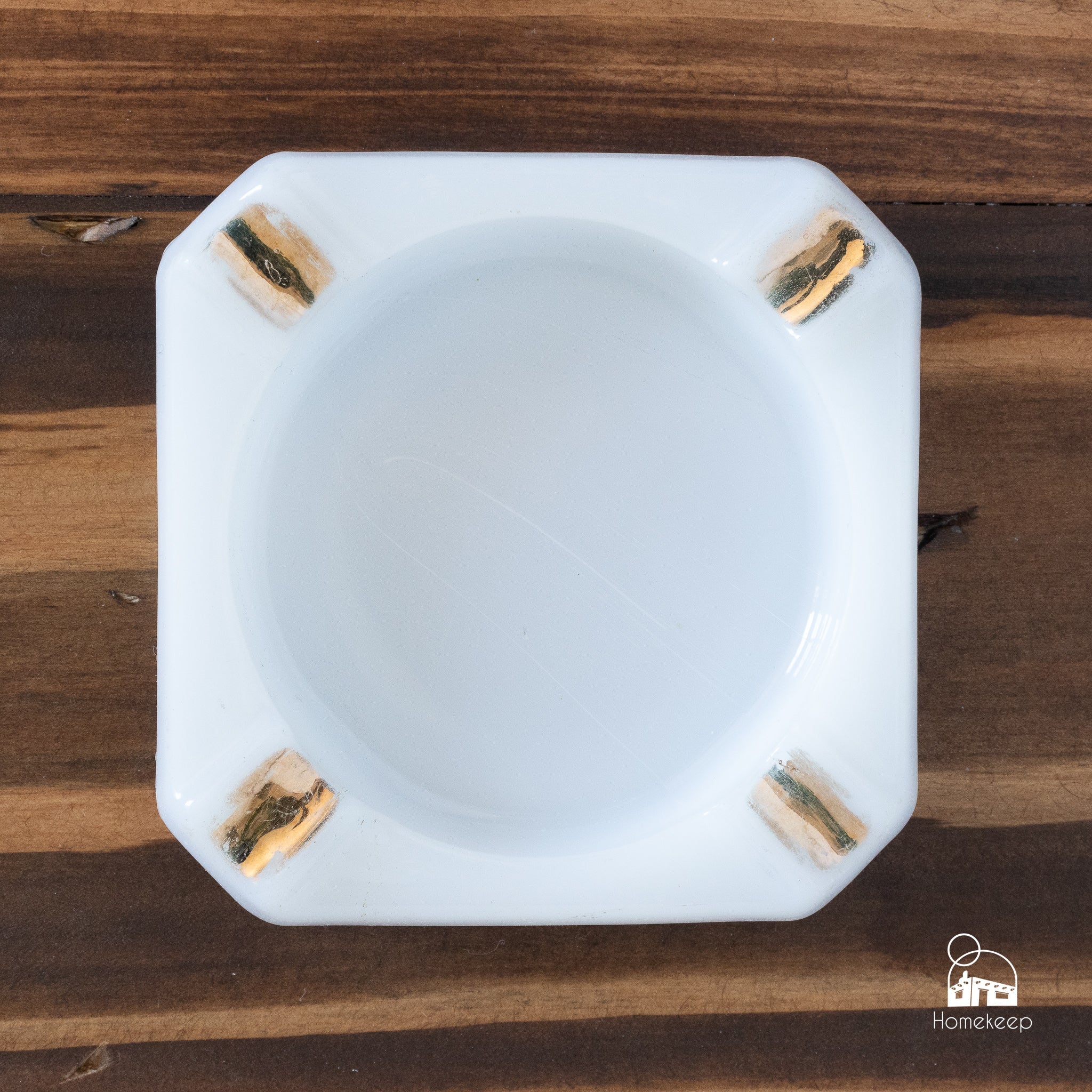 Milk Glass with Gold Accent Ashtray - Homekeep Market