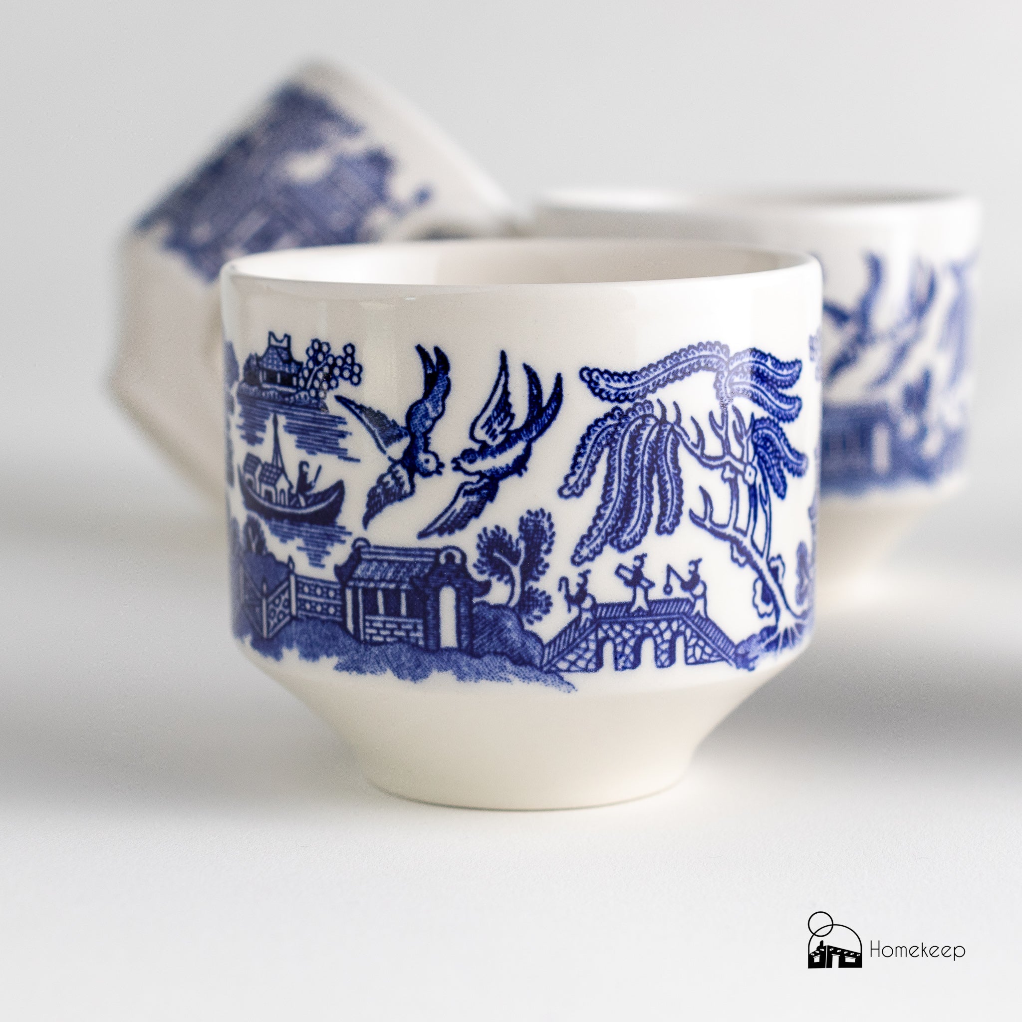 Set of Churchill Blue Willow Stacking Teacups - Homekeep Market